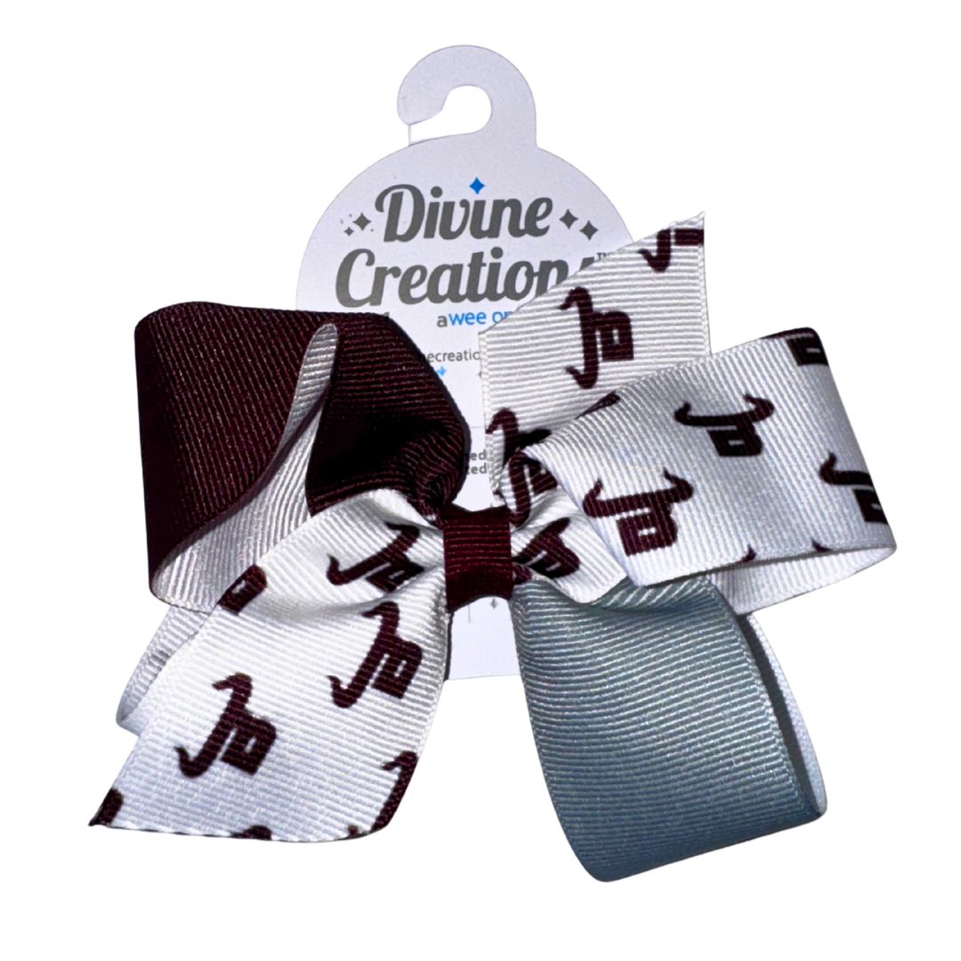 Grosgrain Color-Block Logo Print Bow